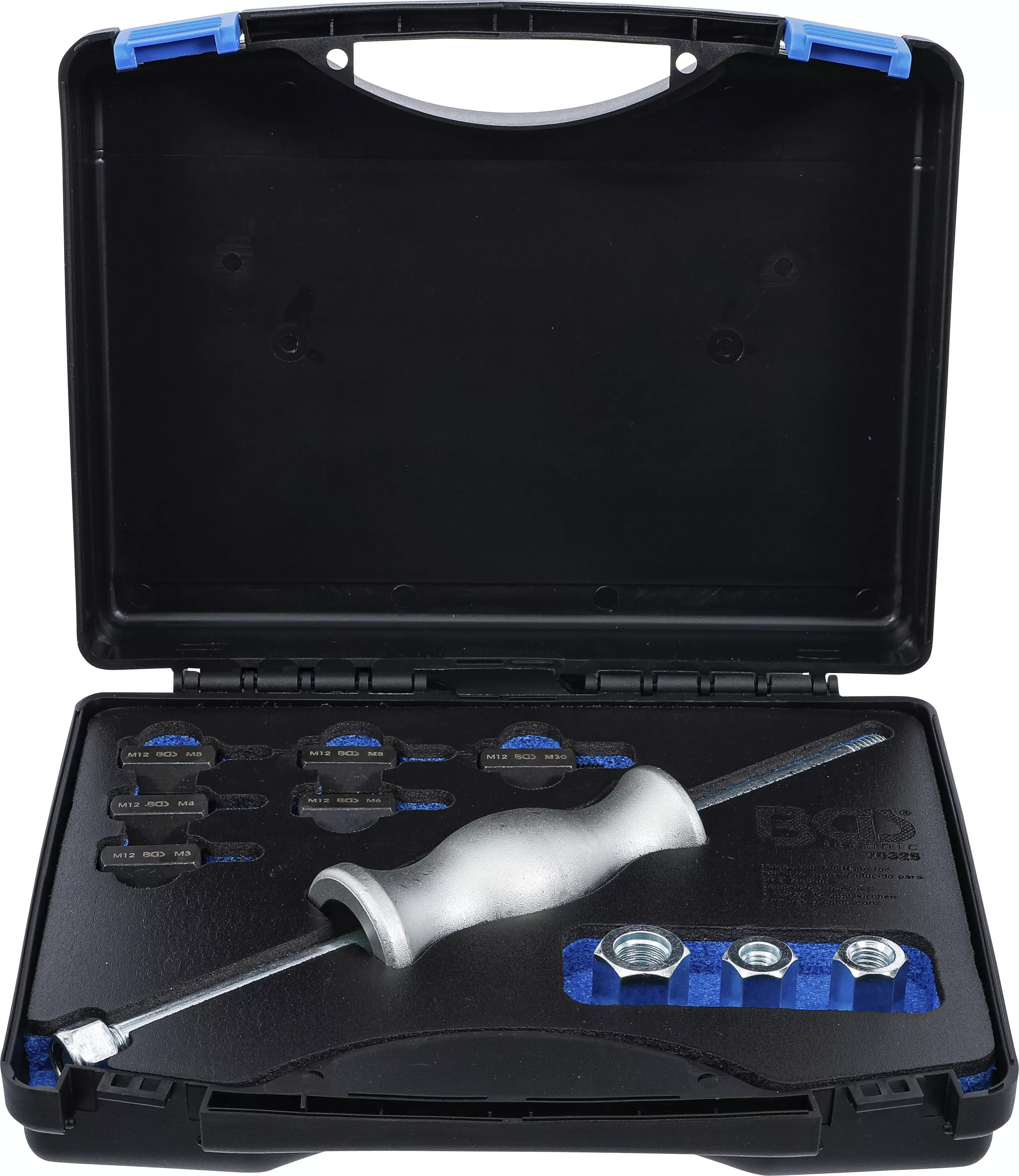 BGS Technic 9-70325 csúszókalapács készlet menetes adapterekkel, M3-M10, 12 részes termék fő termékképe
